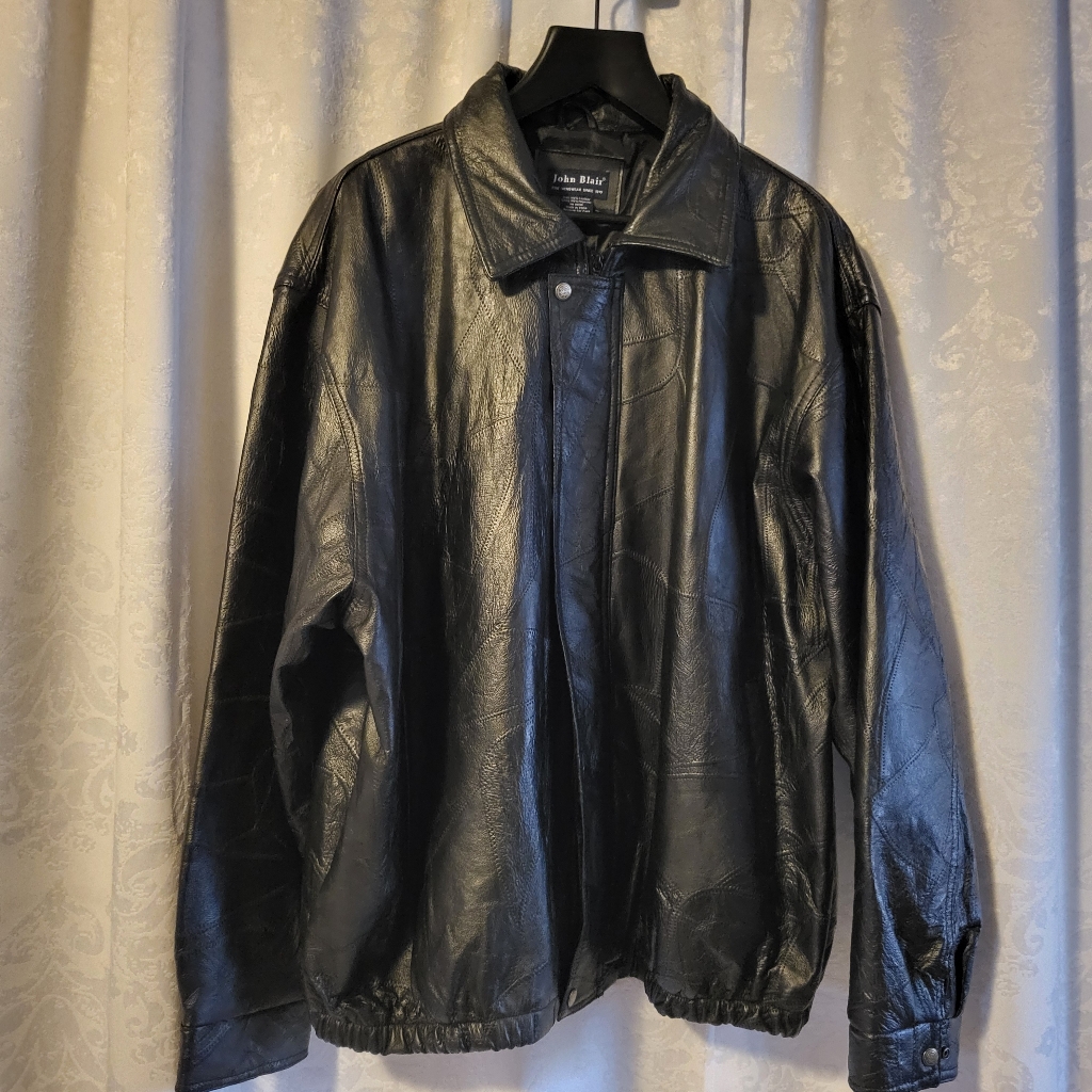 Jonh Blair Fine Menswear Bomber Leather Jacket, Coat, Size 3xl, Black